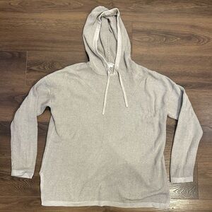 J. Jill Cotton blend hoody sweater Women’s size Medium Taupe Side slits stylish